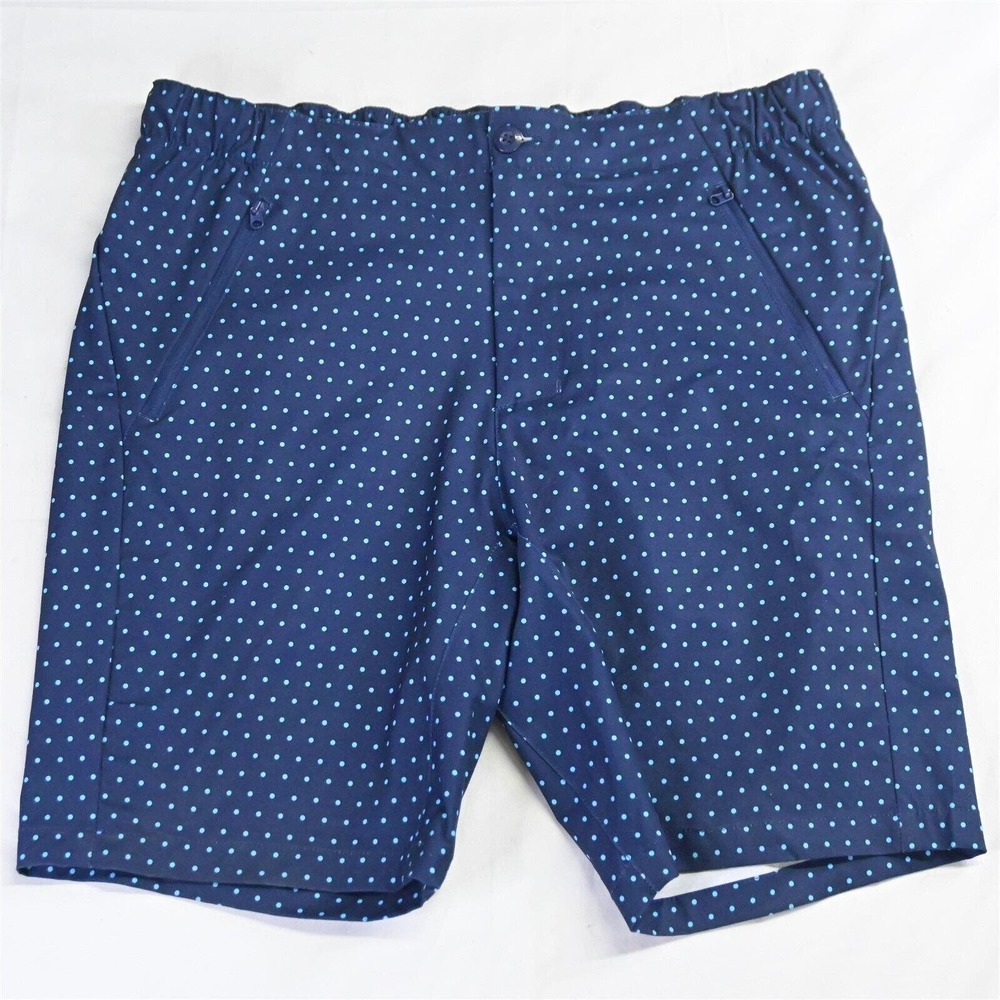 FiveFour 36 x 9"‎ Navy Blue Polka Dot Print Unlined Hybrid Swim Shorts